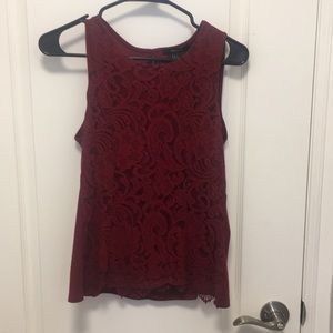 Peplum Lace Red Shirt